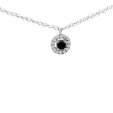 .925 Sterling Silver 5/8 Cttw Black Diamond 3 Station with Halo Necklace