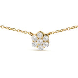 14K Yellow Gold 2.00 Cttw Diamond  Cluster 18" Station Necklace (I-J Color, I1-I2 Clarity)