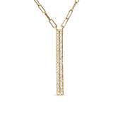 14K Yellow Gold 3/8 Cttw Two-Strand Marquise and Bar Charm Paper Clip Link Pendant Necklace  (I-J Color, I1-I2 Clarity) -18" and 20" Inch Lengths
