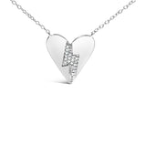 .925 Sterling Silver Diamond Broken Heart Pendant Necklace (H-I Color, I1-I2 Clarity) - 18" Inches