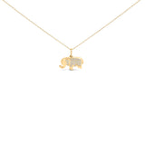 10K Yellow Gold 1/5 Cttw Diamond Elephant Pendant Necklace