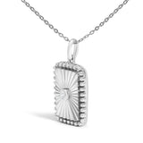 10K White Gold Diamond Accent Rectangular Shape Medallion Pendant Necklace