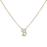 14K White Gold Diamond Accent "A" Initial Script Style Pendant Necklace