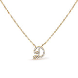 14K White Gold Diamond Accent "A" Initial Script Style Pendant Necklace