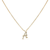 14K White Gold Diamond Accent "A" Initial Script Style Pendant Necklace