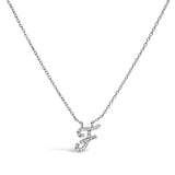 14K White Gold Diamond Accent "A" Initial Script Style Pendant Necklace