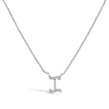 14K White Gold Diamond Accent "A" Initial Script Style Pendant Necklace