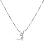 14K White Gold Diamond Accent "A" Initial Script Style Pendant Necklace