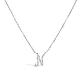 14K White Gold Diamond Accent "A" Initial Script Style Pendant Necklace