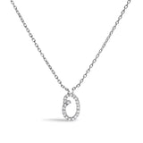 14K White Gold Diamond Accent "A" Initial Script Style Pendant Necklace
