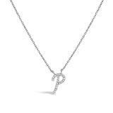 14K White Gold Diamond Accent "A" Initial Script Style Pendant Necklace