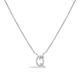 14K White Gold Diamond Accent "A" Initial Script Style Pendant Necklace