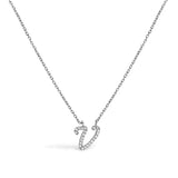 14K White Gold Diamond Accent "A" Initial Script Style Pendant Necklace