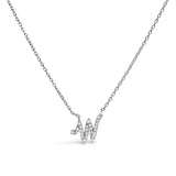 14K White Gold Diamond Accent "A" Initial Script Style Pendant Necklace
