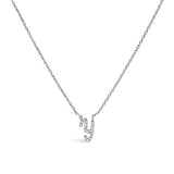 14K White Gold Diamond Accent "A" Initial Script Style Pendant Necklace
