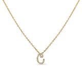 14K White Gold Diamond Accent "A" Initial Script Style Pendant Necklace