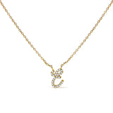 14K White Gold Diamond Accent "A" Initial Script Style Pendant Necklace