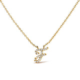 14K White Gold Diamond Accent "A" Initial Script Style Pendant Necklace