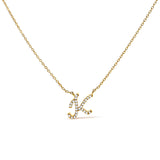 14K White Gold Diamond Accent "A" Initial Script Style Pendant Necklace