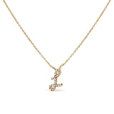 14K White Gold Diamond Accent "A" Initial Script Style Pendant Necklace