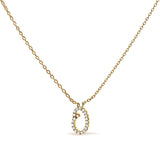 14K White Gold Diamond Accent "A" Initial Script Style Pendant Necklace