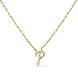 14K White Gold Diamond Accent "A" Initial Script Style Pendant Necklace
