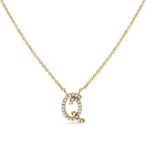 14K White Gold Diamond Accent "A" Initial Script Style Pendant Necklace