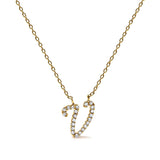 14K White Gold Diamond Accent "A" Initial Script Style Pendant Necklace