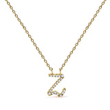 14K White Gold Diamond Accent "A" Initial Script Style Pendant Necklace