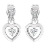 14K White Gold 1/6 Cttw Diamond Dangle Heart Stud Earrings (H-I, SI2-I1)