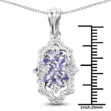 1.03 Carat Genuine Tanzanite & White Topaz .925 Sterling Silver Pendant