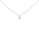 10K White Gold Diamond Accent "A" Block Initial Pendant Necklace