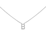 10K White Gold Diamond Accent "A" Block Initial Pendant Necklace