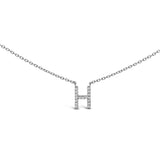 10K White Gold Diamond Accent "A" Block Initial Pendant Necklace