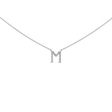 10K White Gold Diamond Accent "A" Block Initial Pendant Necklace