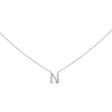 10K White Gold Diamond Accent "A" Block Initial Pendant Necklace