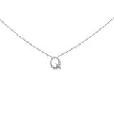 10K White Gold Diamond Accent "A" Block Initial Pendant Necklace