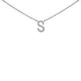 10K White Gold Diamond Accent "A" Block Initial Pendant Necklace