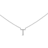 10K White Gold Diamond Accent "A" Block Initial Pendant Necklace