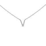 10K White Gold Diamond Accent "A" Block Initial Pendant Necklace