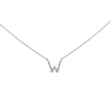 10K White Gold Diamond Accent "A" Block Initial Pendant Necklace
