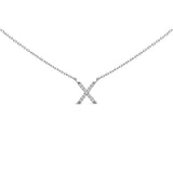 10K White Gold Diamond Accent "A" Block Initial Pendant Necklace