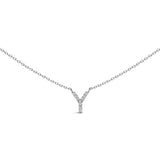 10K White Gold Diamond Accent "A" Block Initial Pendant Necklace