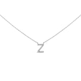 10K White Gold Diamond Accent "A" Block Initial Pendant Necklace
