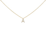 10K White Gold Diamond Accent "A" Block Initial Pendant Necklace