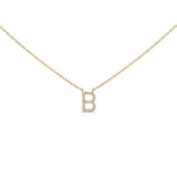 10K White Gold Diamond Accent "A" Block Initial Pendant Necklace