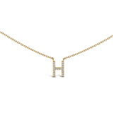10K White Gold Diamond Accent "A" Block Initial Pendant Necklace