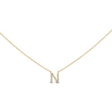 10K White Gold Diamond Accent "A" Block Initial Pendant Necklace