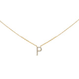 10K White Gold Diamond Accent "A" Block Initial Pendant Necklace