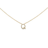 10K White Gold Diamond Accent "A" Block Initial Pendant Necklace